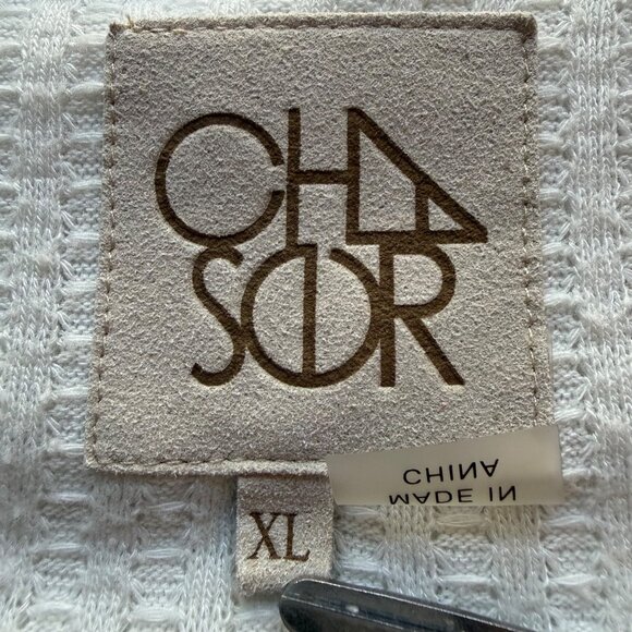 Chaser Size XL White Y2K Textured Waffle Knit Thermal Henley Long Sleeve Top - Picture 13 of 14